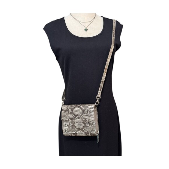 Hammitt Handbags - Hammitt Lucas Metallic Snakeskin Wallet Crossbody Clutch Silver